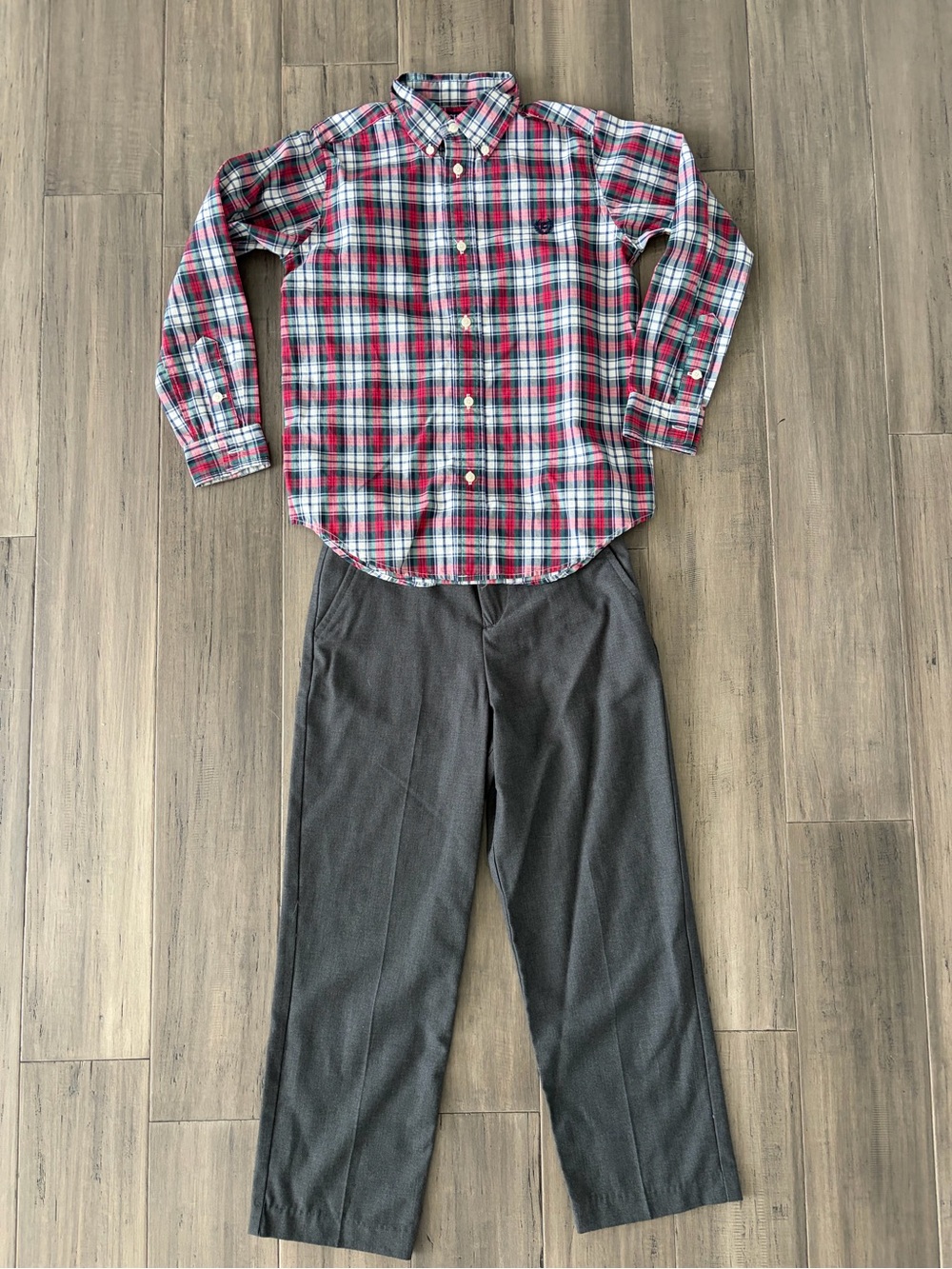 Boys’ Chaps plaid button-down shirt & slacks outfit - size 7